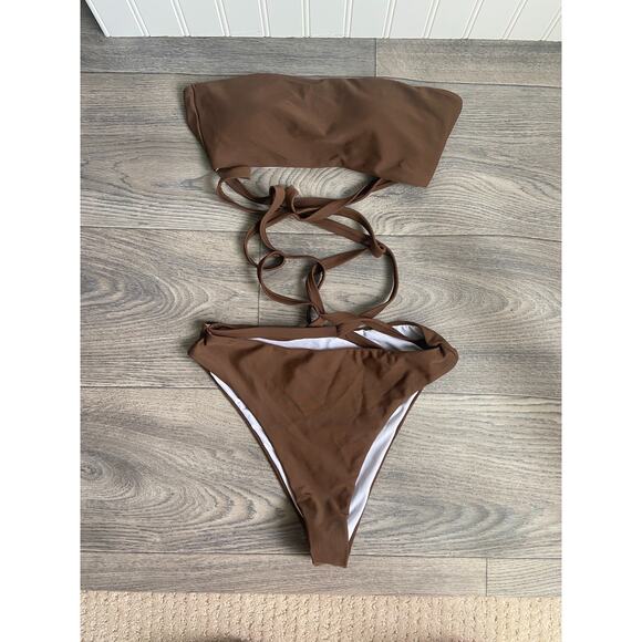 Princess Poly Swimsuit Women's Size 2 Brown Strappy One Piece, Beach, Tropical - Picture 1 of 6